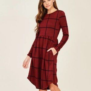 Perfect Black and Red Plaid Dress - Size Small